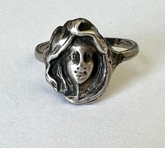 Sweet Art Nouveau Sterling Woman Face Ring, Size 6.25 - Etsy