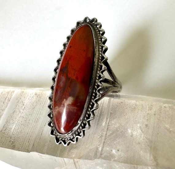 vintage sterling and red jasper tall southwestern… - image 1
