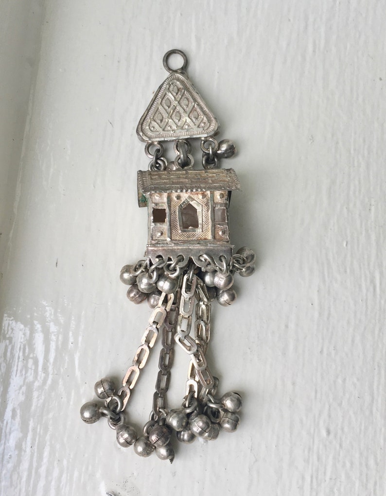 vintage Asian silver spirit house necklace