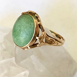 vintage 10k gold green turquoise ring, size 6.25-6.5