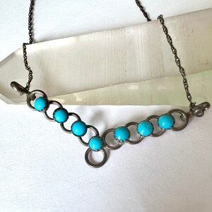 vintage sterling and faux turquoise southwestern necklace