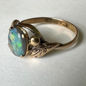 Vintage 14k Gold Opal Leafy Ring, Size 6.5 - Etsy