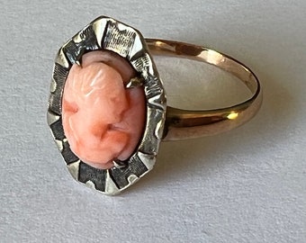 antique 10k gold cameo ring, size 5