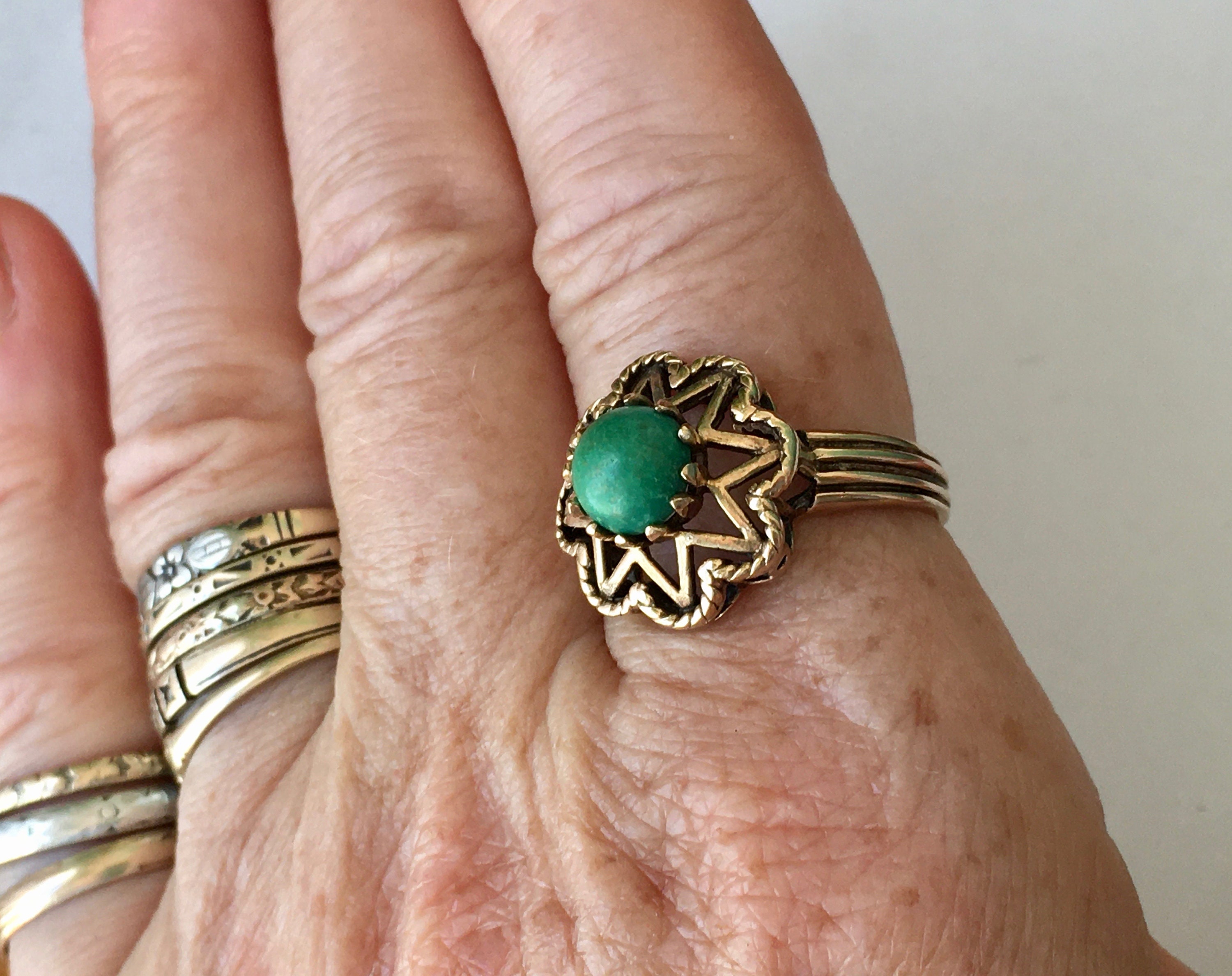Vintage 10k Gold Green Stone Star Ring, Size 7.25 - Etsy