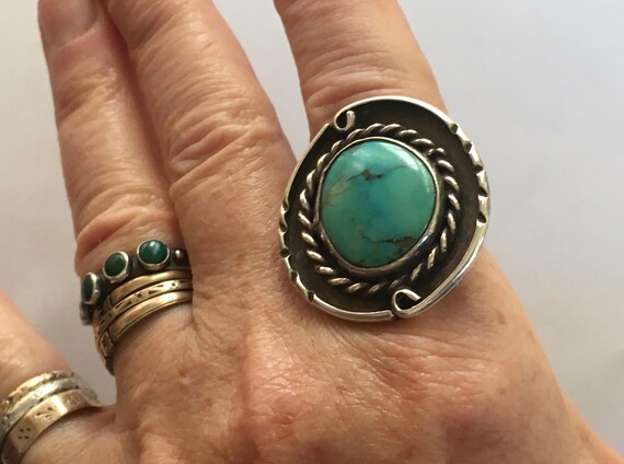 Large vintage sterling and turquoise ring, size 6.5 - Etsy 日本 Large vintage sterling and turquoise ring, size 6.5 - Etsy 日本