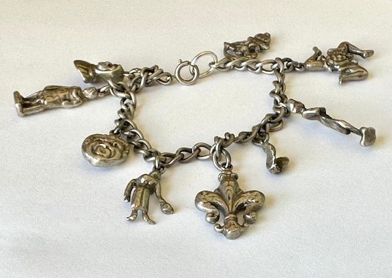 vintatge 800 silver Peruzzi style charm bracelet - image 4