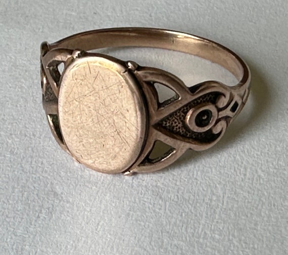 antique 8k rose gold pinky signet ring, size 4 - image 8