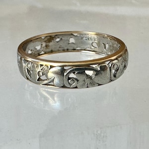 vintage two gold filigree floral band, size 6.75