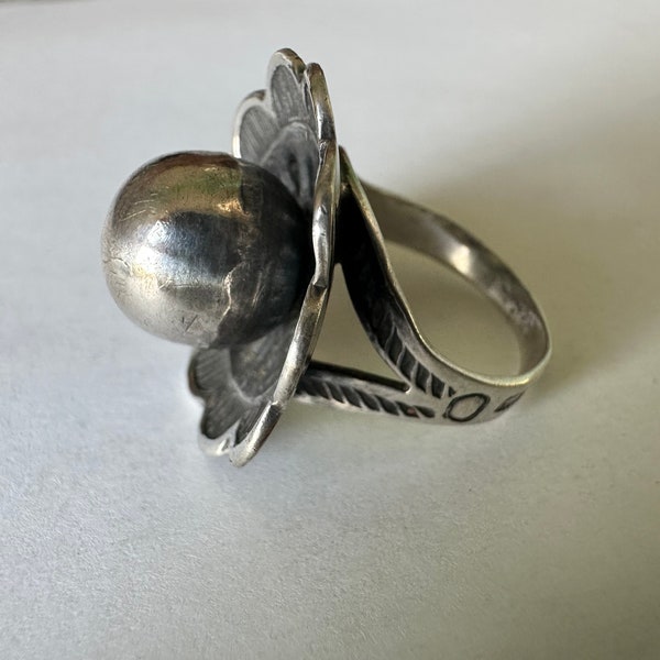 vintage sterling southwestern orb concho ring, size 6.25