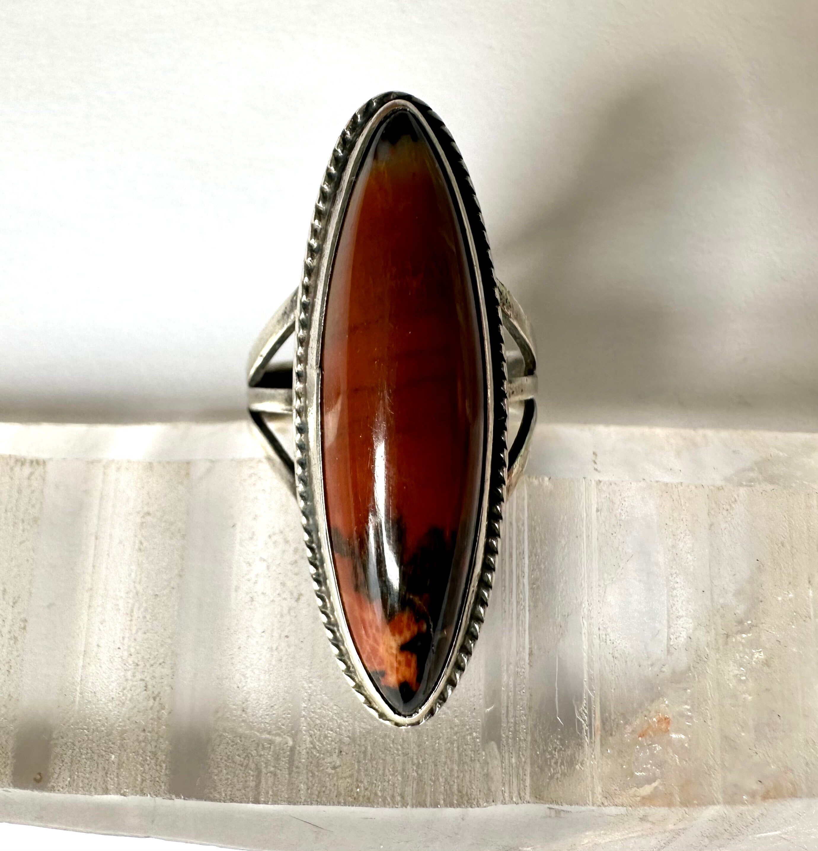 Tall Vintage Sterling Petrified Wood Ring Size 6 Etsy
