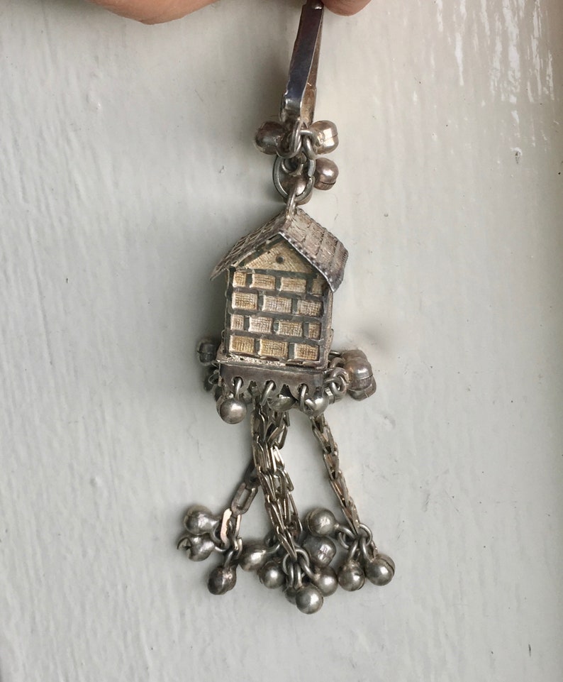 vintage Asian silver spirit house necklace