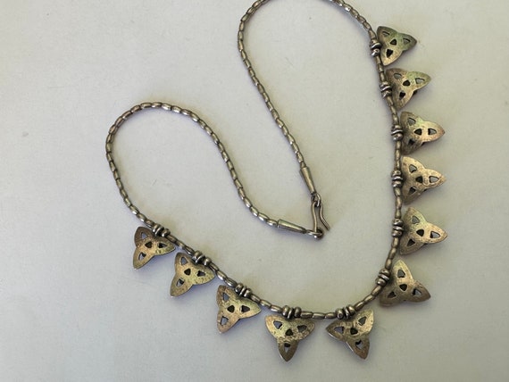 vintage sterling boho beaded floral necklace - image 5
