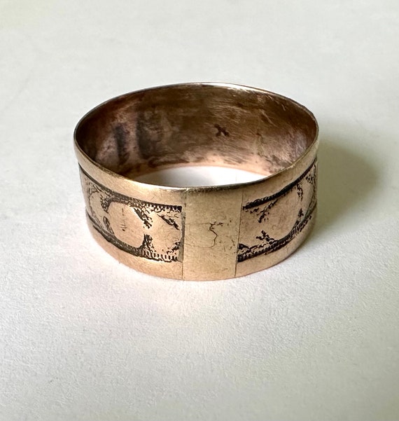 antique Victorian 10k rose gold cigar band, size … - image 5