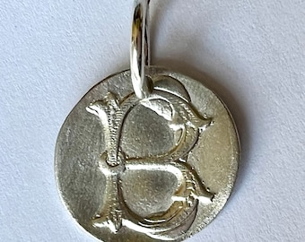 new reproduction initial B pendant, 960 silver