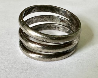 vintage sterling triple band ring, size 7.25