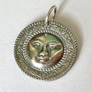 new reproduction pendant of old sun/moon button, 960 silver