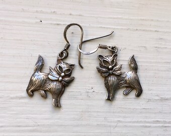 vintage sterling cat earrings