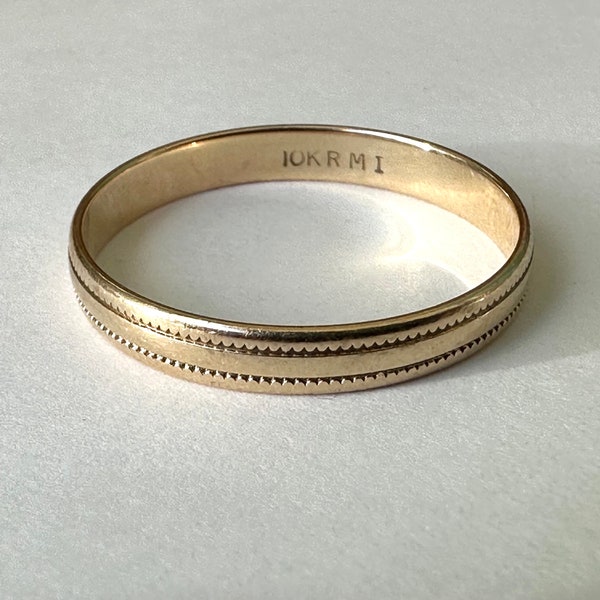 vintage 10k gold milgrain band, size 8.75