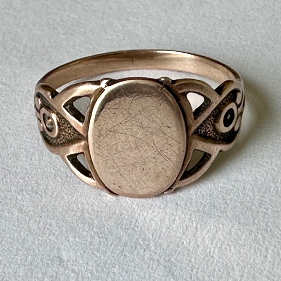 antique 8k rose gold pinky signet ring, size 4 - image 1