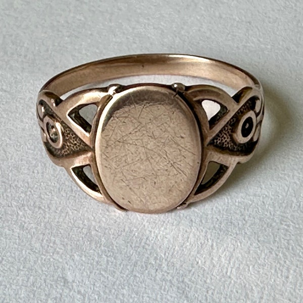 antique 8k rose gold pinky signet ring, size 4