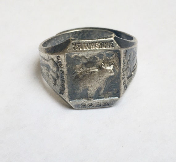vintage sterling Yellowstone National Park ring, a