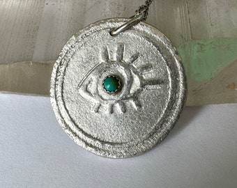 new sterling and turquoise evil eye pendant necklace