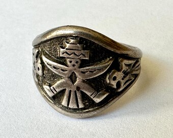 Vintage Bell Trading Navajo Post Sterling Thunderbird Ring W
