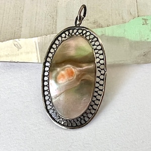 antique sterling blister pearl pendant