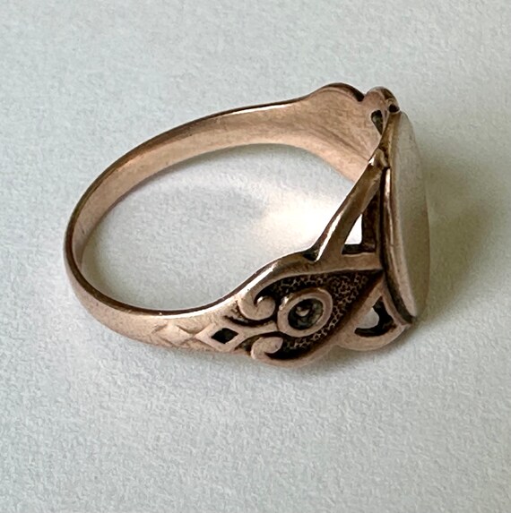 antique 8k rose gold pinky signet ring, size 4 - image 4