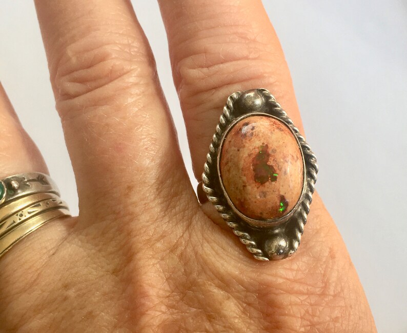 size 6.75 vintage sterling boulder opal ring