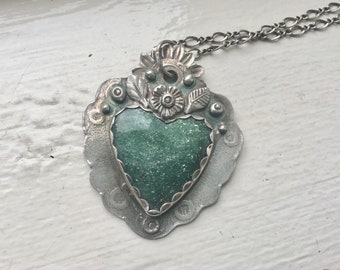 new sterling and green aventurine pendant necklace