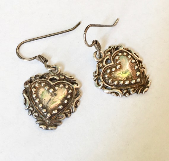 vintage sterling heart earrings - image 2