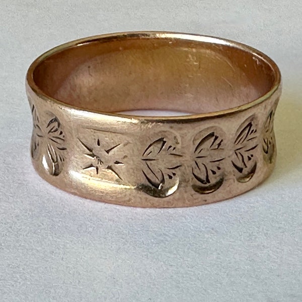 antique 9k rose gold Victorian cigar band, size 6.25