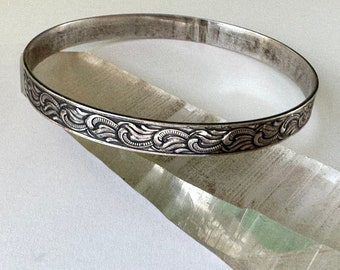 vintage sterling wavy scroll-y bangle bracelet
