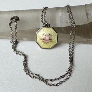 vintage sterling guilloche rose pendant necklace