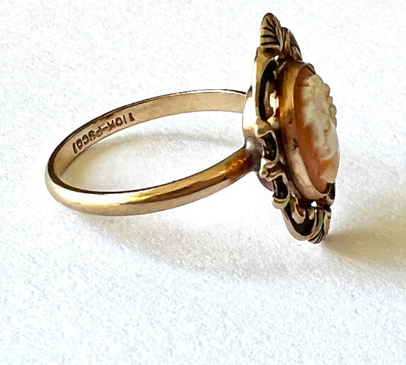 vintage 10k gold cameo ring, size 6 - image 10