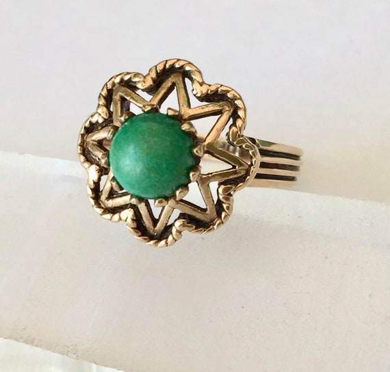 Vintage 10k Gold Green Stone Star Ring Size 7.25 Etsy Australia