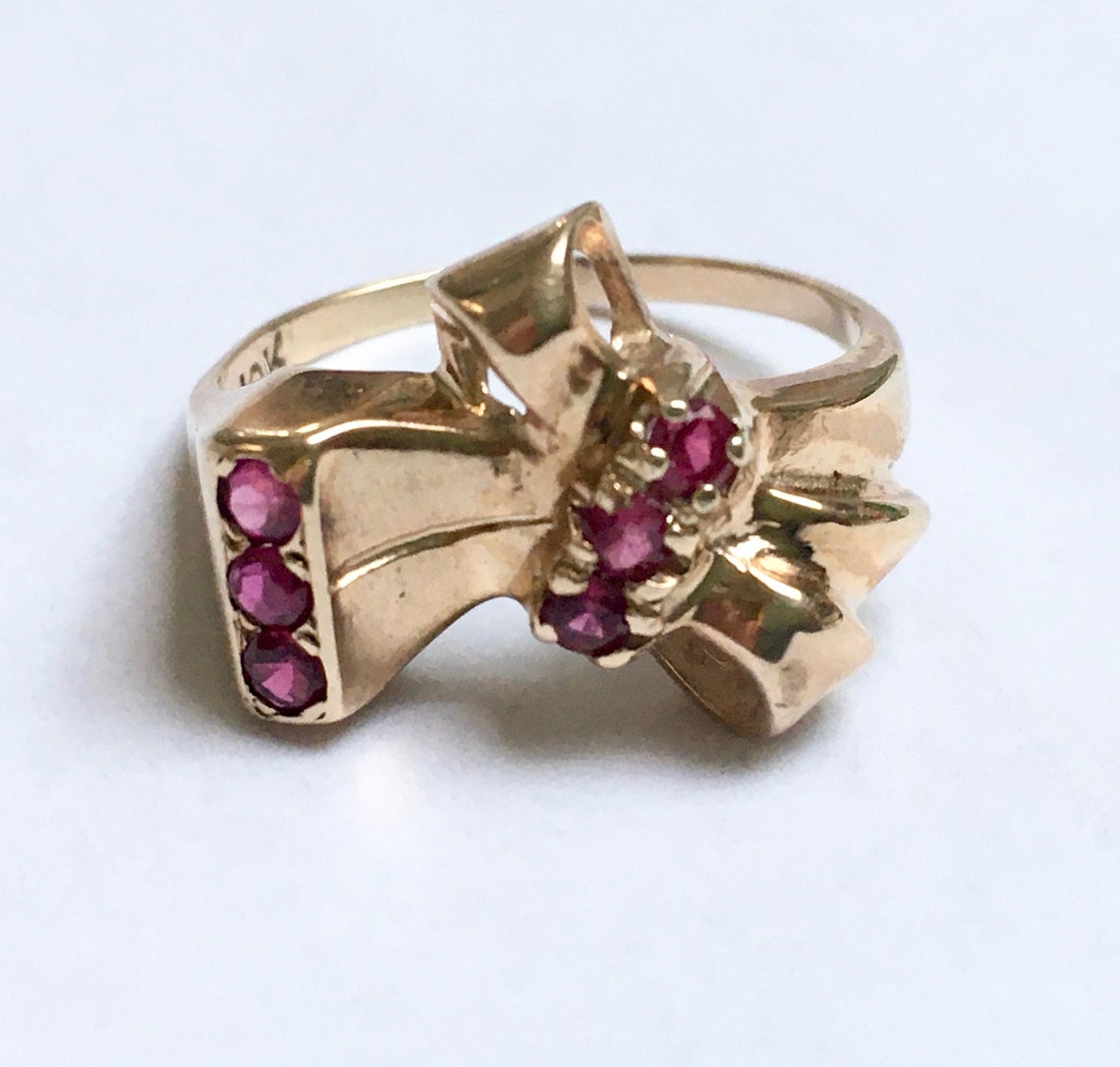 Vintage 10km gold bow ring size 7.25 Etsy