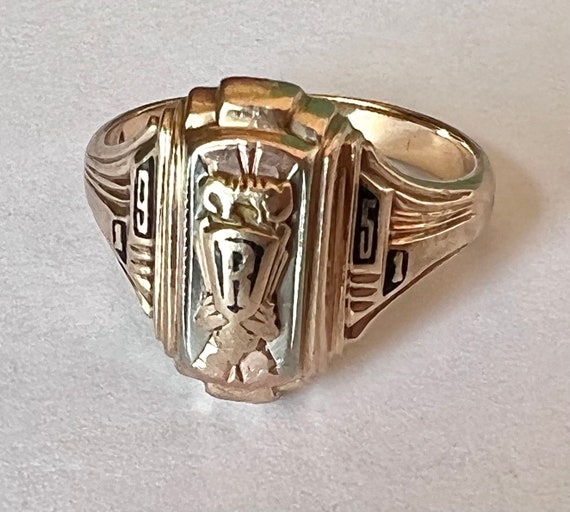 Vintage 10k Gold 1951 Class Ring Letter R Size 5.25 Etsy