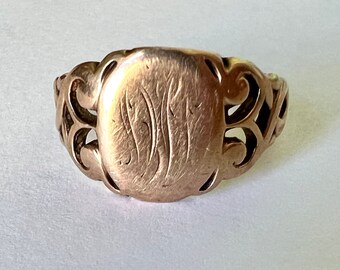 antique Ostby Barton 10k rose gold signet ring, size 8