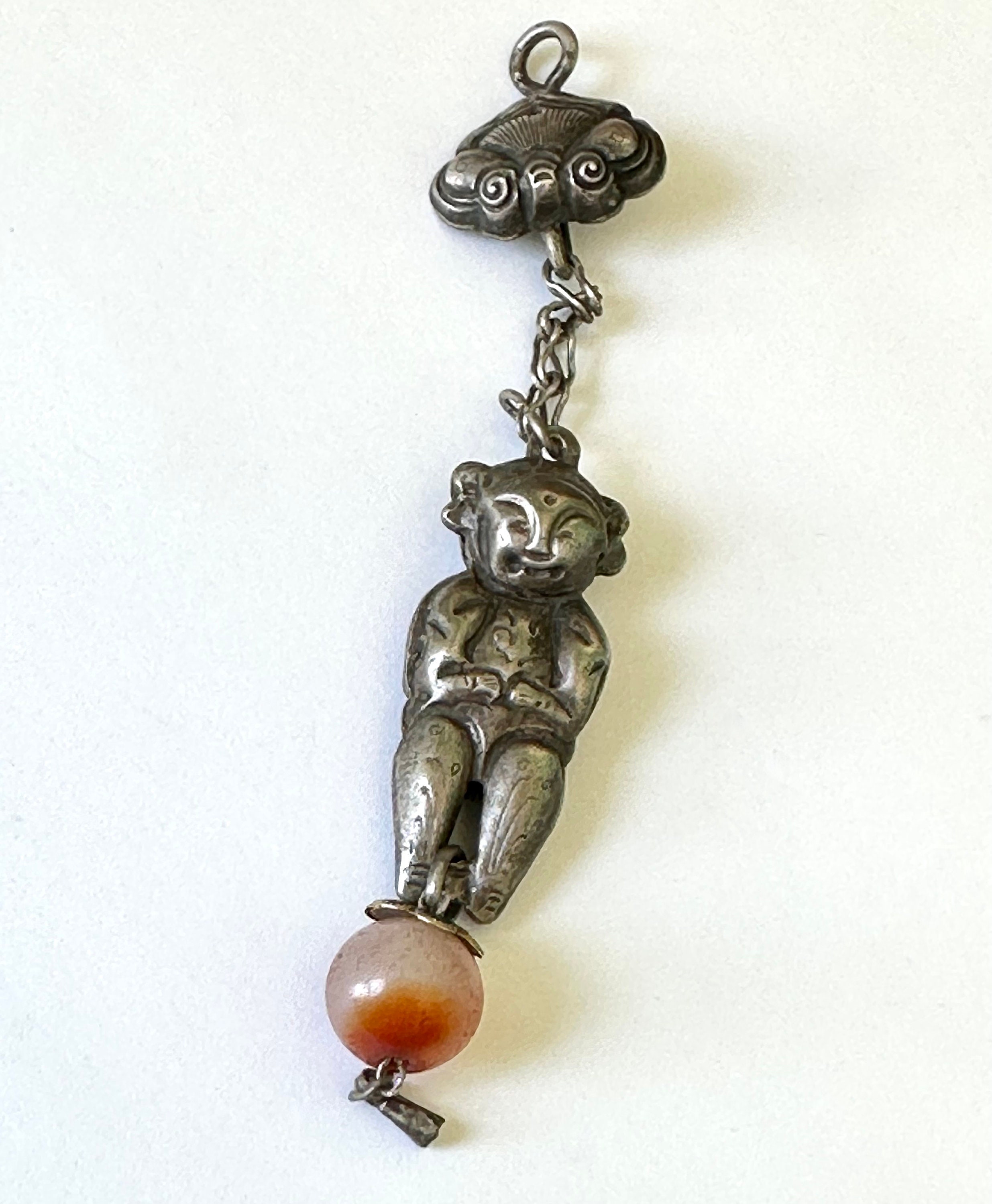 Vintage Chinese Silver and Carnelian Woman Pendant - Etsy