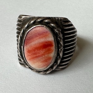 vintage sterling spiny oyster ring, size 8, signed