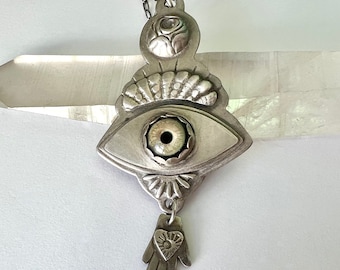new sterling evil eye pendant necklace, large!