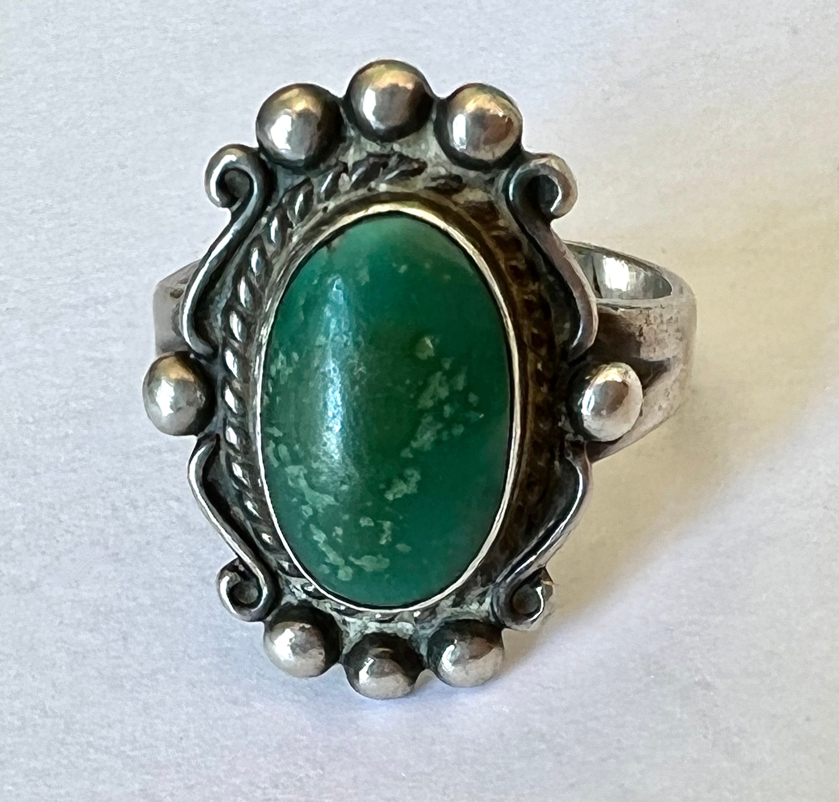 Vintage green turquoise ring best sale