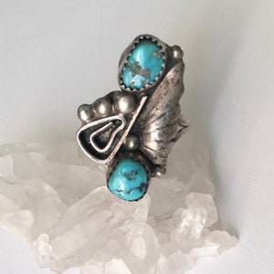 vintage turquoise and sterling ring, size 5.5
