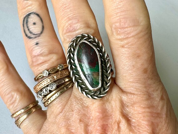 vintage southwestern multi-colored stone sterling… - image 10