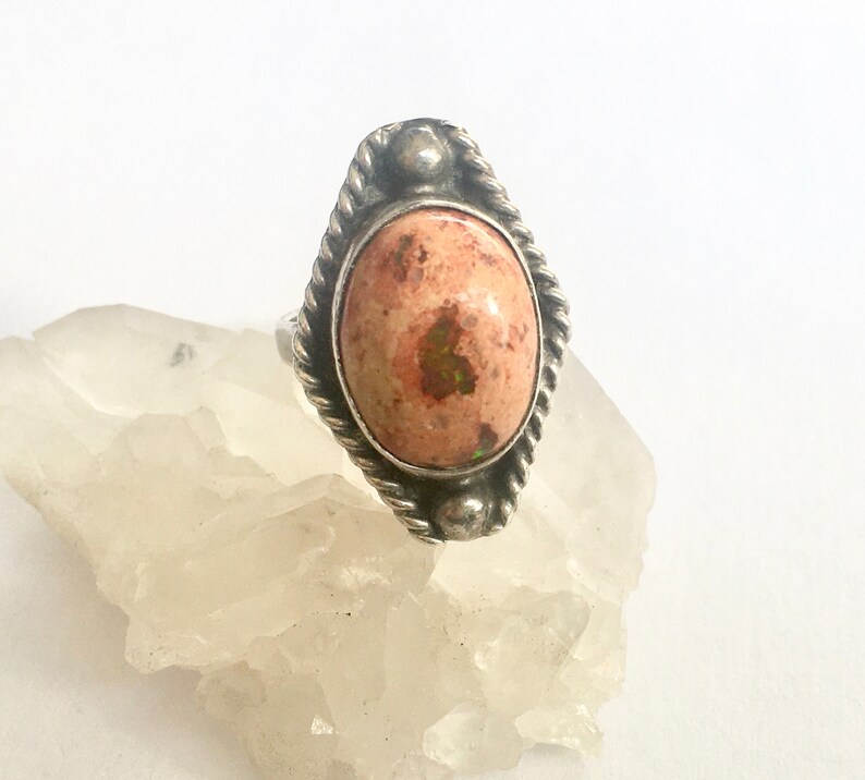 size 6.75 vintage sterling boulder opal ring
