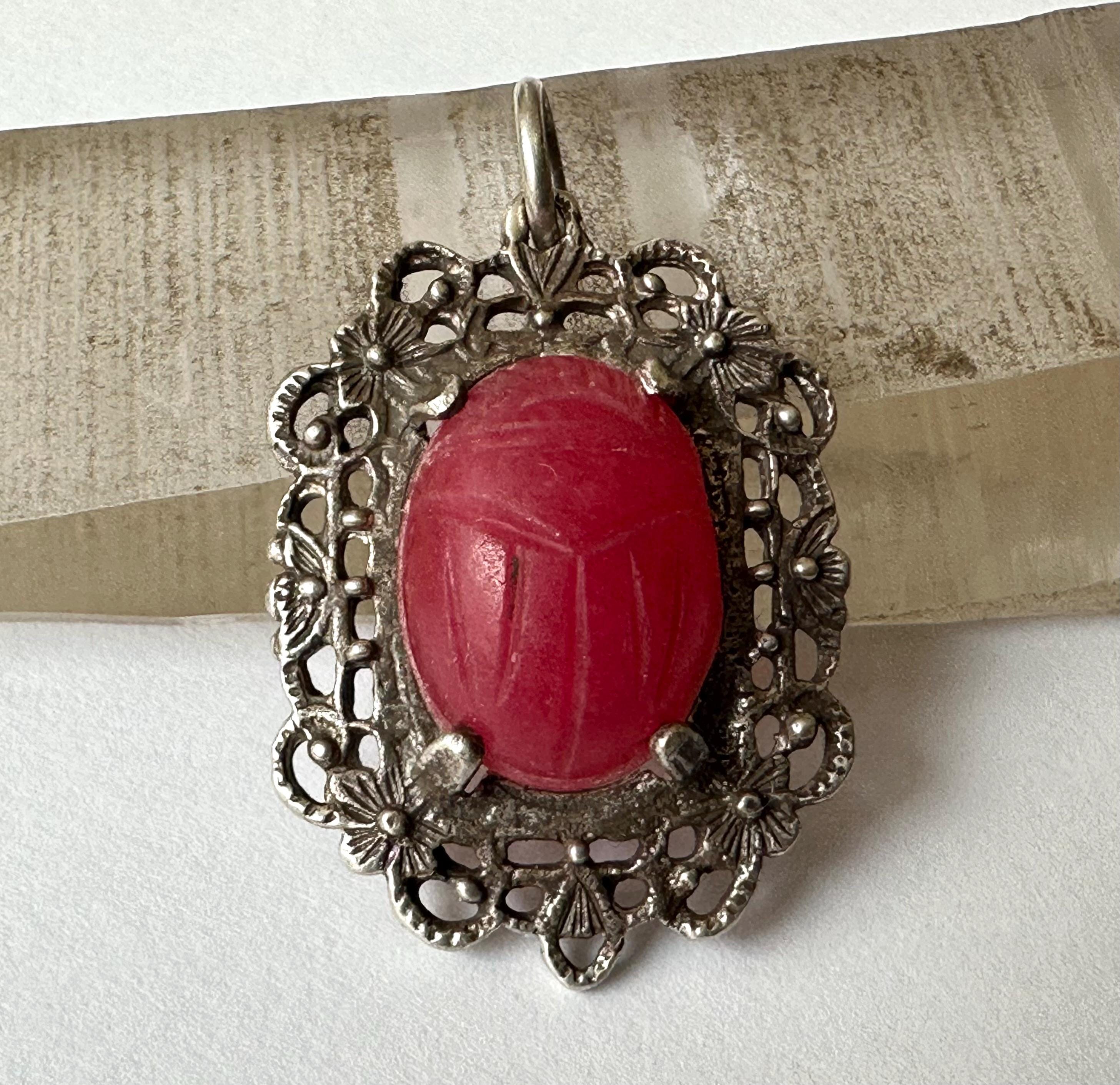 Stone Scarab Pendant - Etsy
