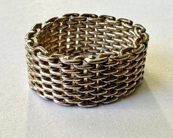 vintage sterling mesh band, size 6.75-ish