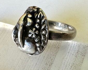 vintage Mexican sterling rabbit ring, size 7.5